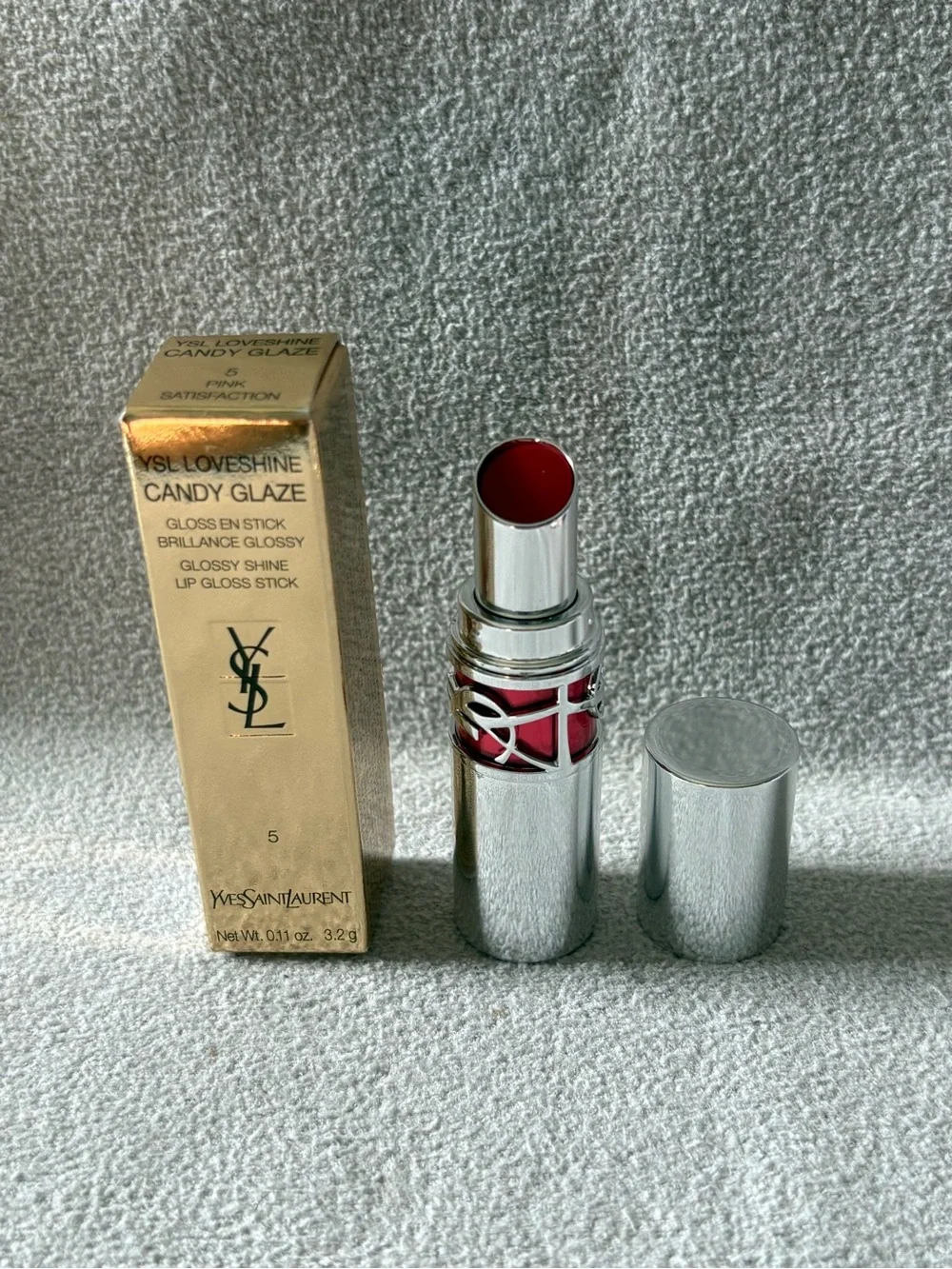 Yves Saint Laurent Candy Glaze Lipstick shade Pink Satisfaction Brand New in Box
